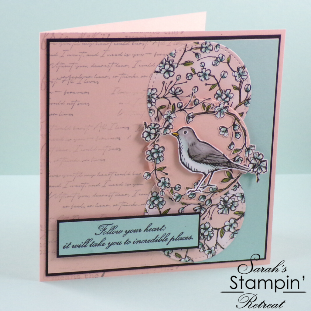 Bird Ballad pretty Handmade Floral Card created by UK Stampin' Up Demonstrator Sarah Phelan for Sarah's Stampin' Retreat using the Bird Ballad papers and the Parisian Beauty stamp set from Stampin' Up!