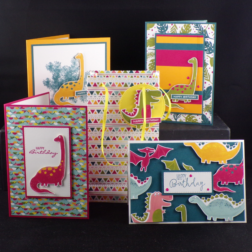 Dinoroar handmade cards and gift bag