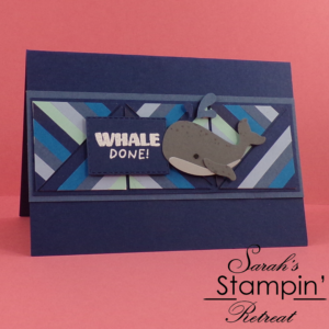Handmade Whale Done card with tile background