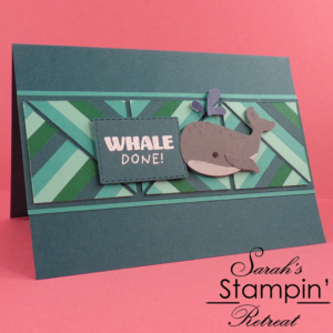 Handmade Whale Done card with tile background