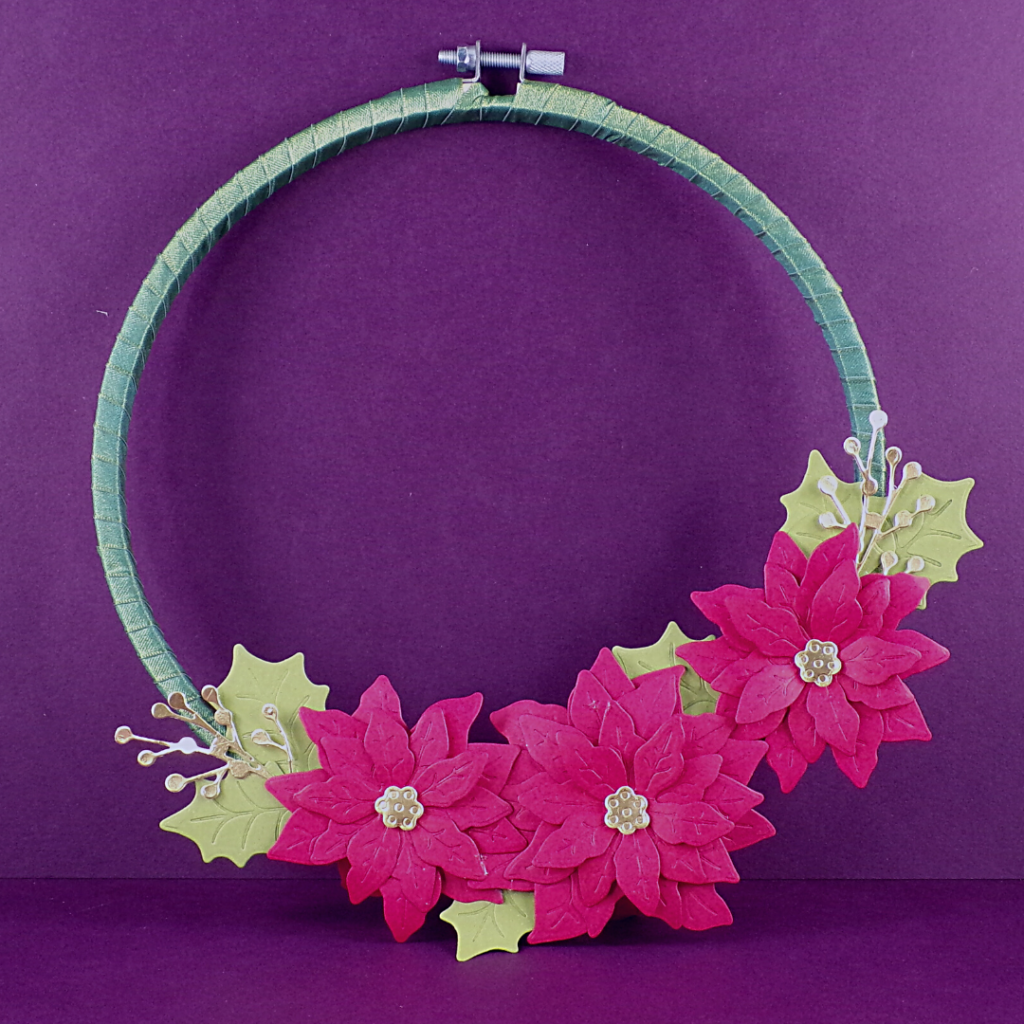 Poinsettia Embroidery Hoop Wreath