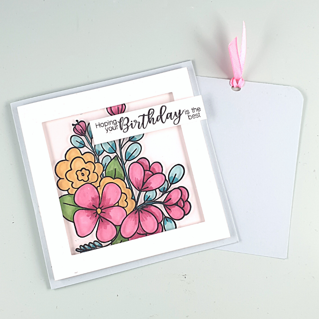 Magical Colour Change Card Using Polkadoodles Thinking of You Blossom Flower Stamps