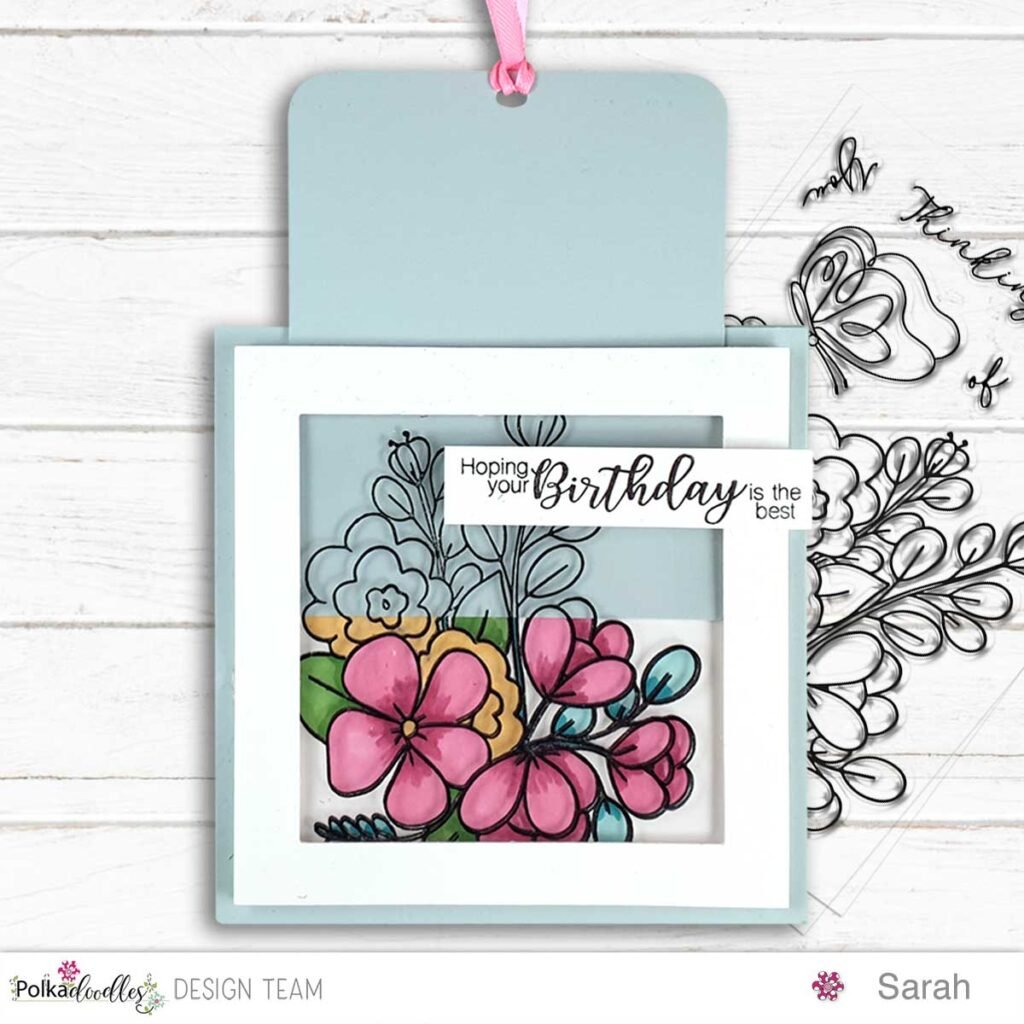 Magical Colour Change Card Using Polkadoodles Thinking of You Blossom Flower Stamps