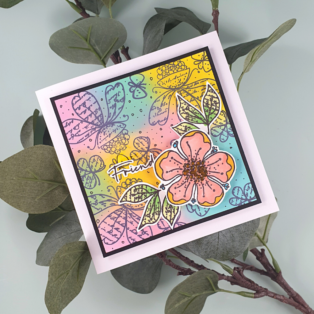 Easy Inky Backgrounds with Funky Flowers stamps from Polkadoodles