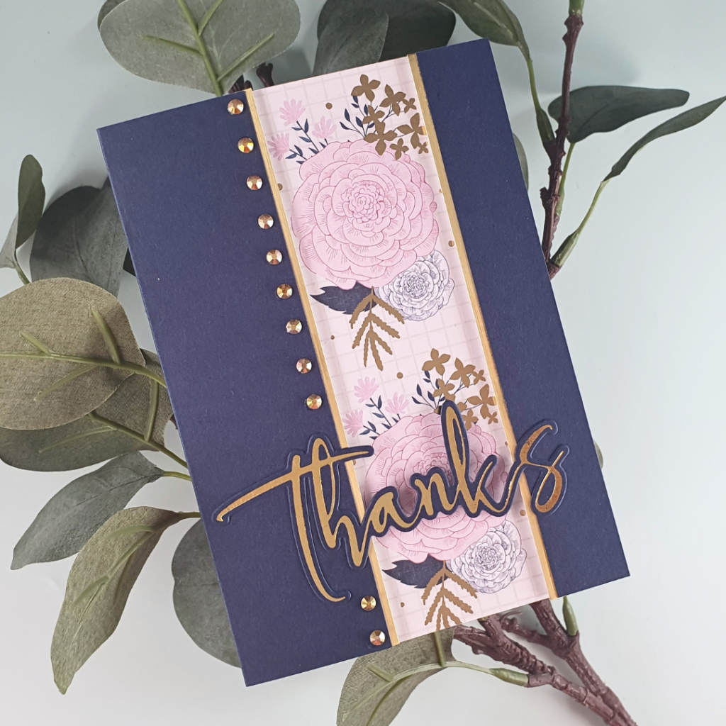 Thank You Card created from the border sheet from a pad of patterned paper