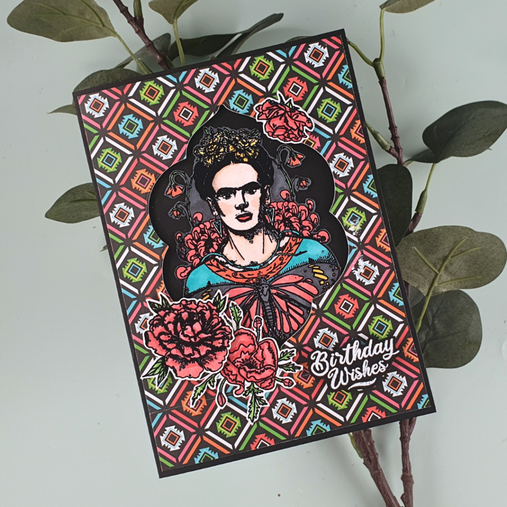 Handmade Birthday Cards created using the Frida Kahlo stamps from Creative Stamping Magazine