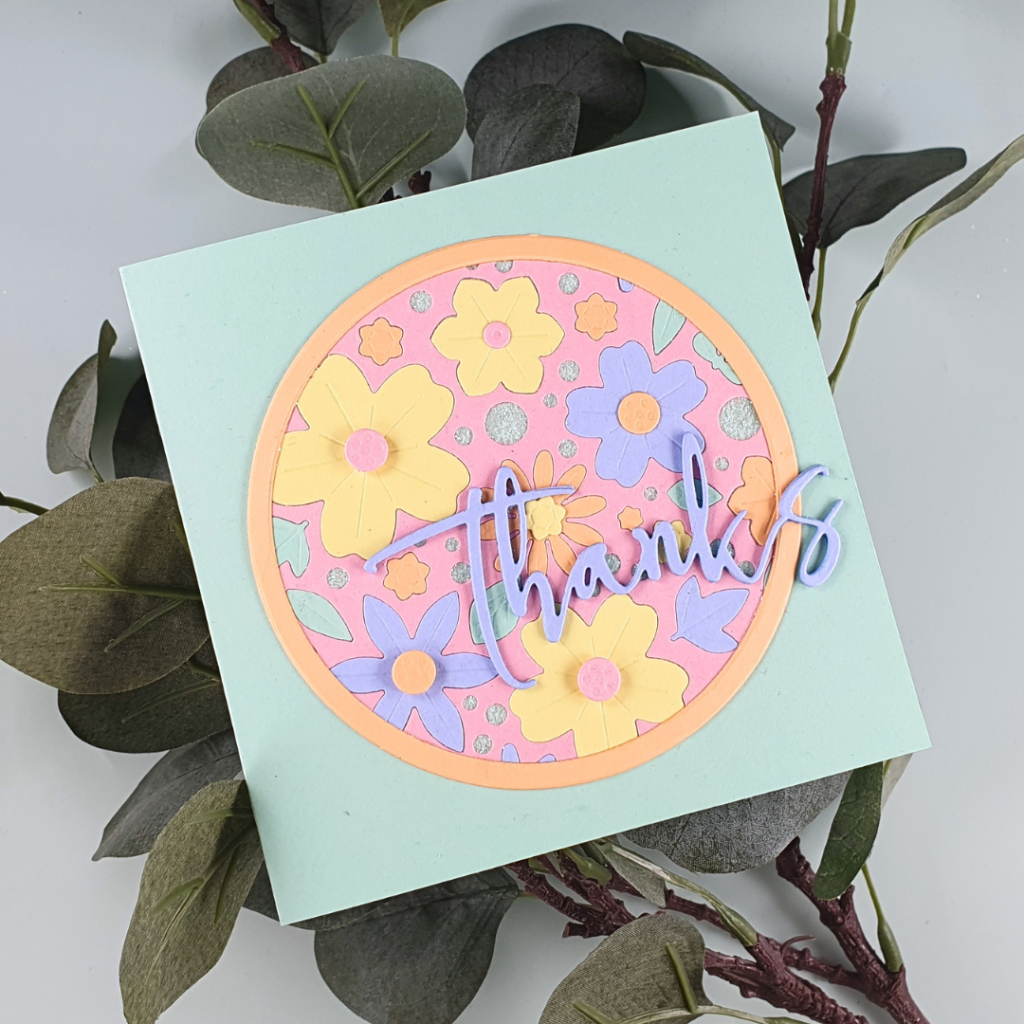 Handmade Thank You Card created with the Zero-Waste 3D Floral Cover Die from Altenew