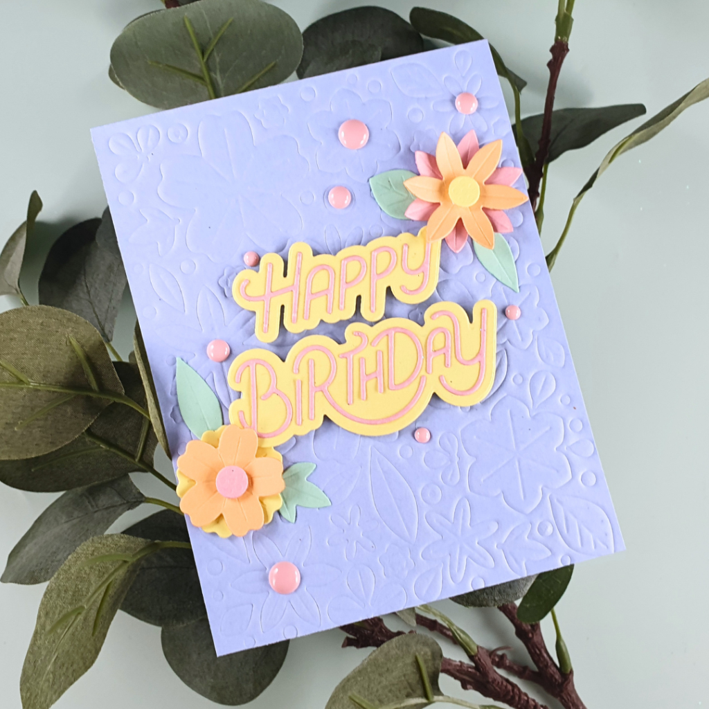 Handmade Birthday Card created with the Zero-Waste 3D Floral Cover Die from Altenew