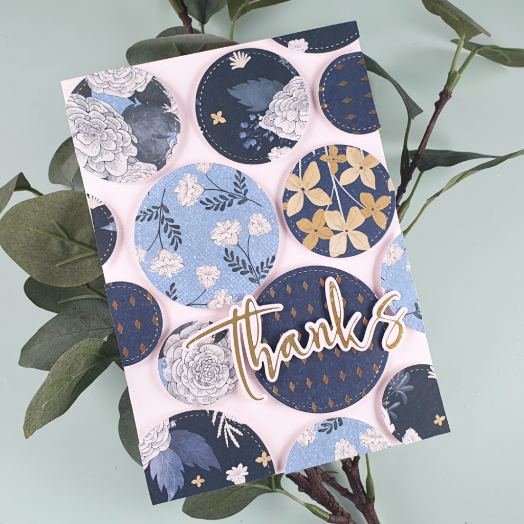 Handmade Thank You Card Created using Patterned Paper and Layering Circles Dies