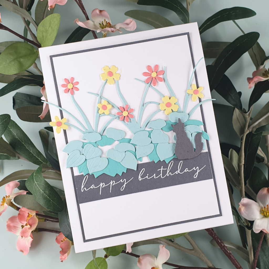 Clean and Simple Birthday Card using the Garden Builder Die Set from Spellbinders