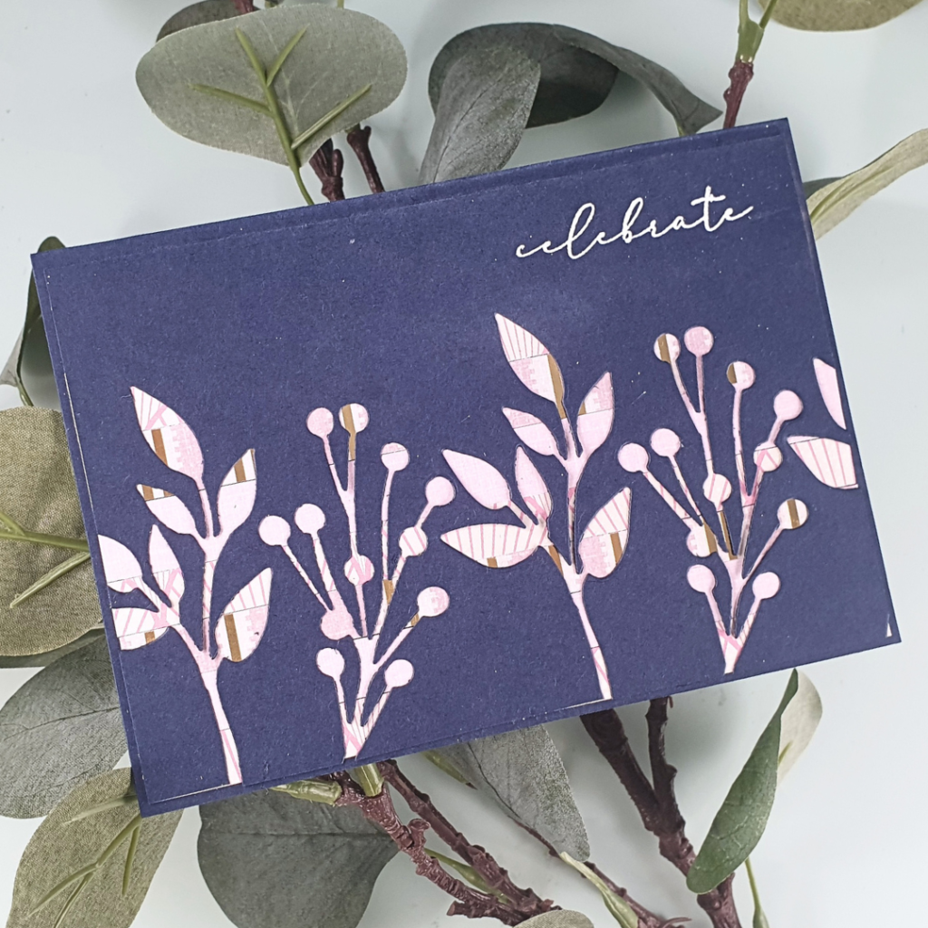 Handmade Celebration Card created using Dies with Patterned Papers