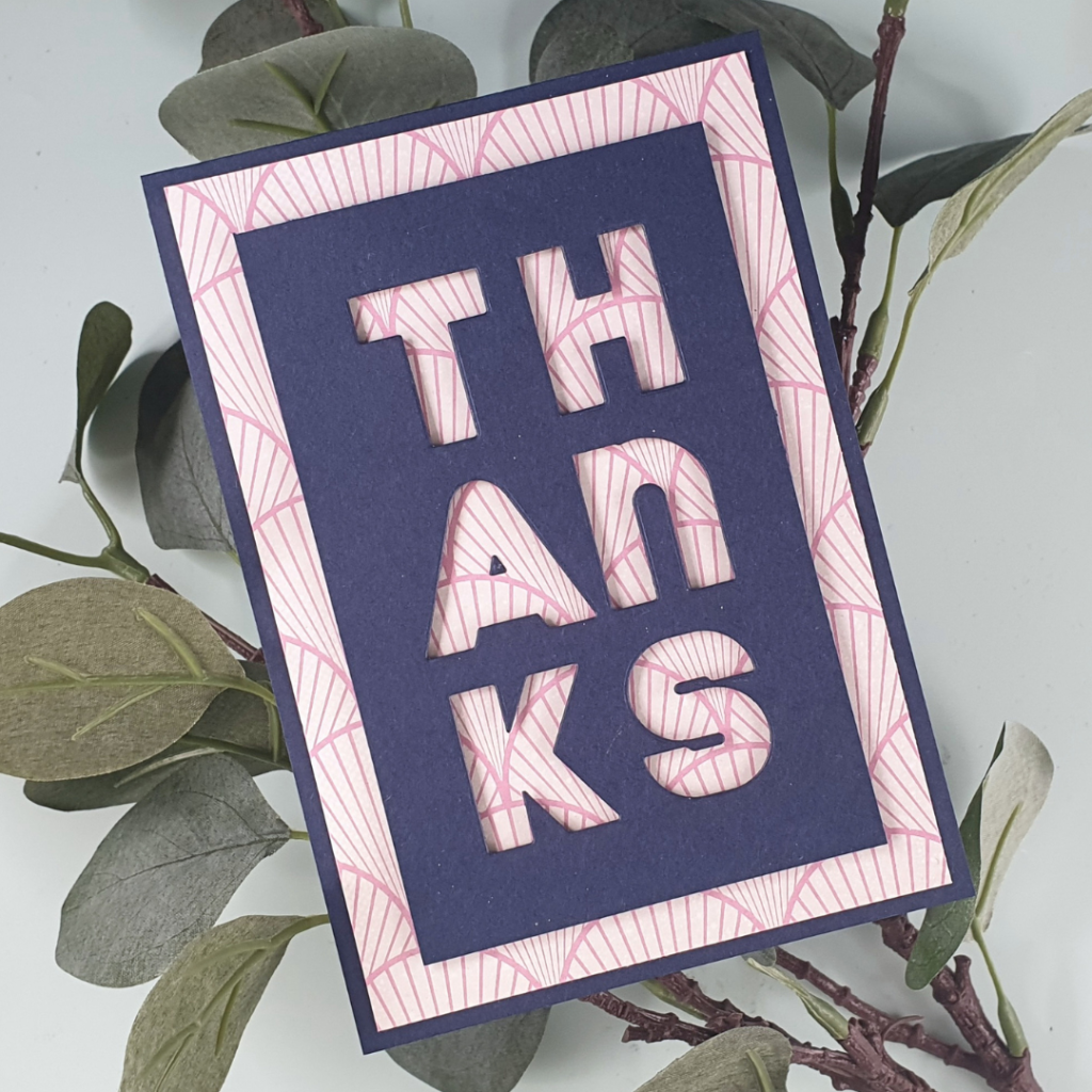 Handmade Thank You Card created using Dies with Patterned Papers