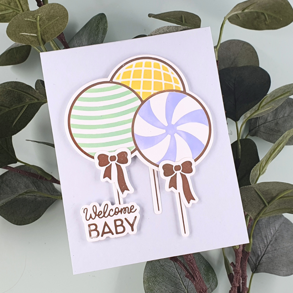 Handmade Card created using the Party Balloons Bouquet Hot Foil Plate and Glimmer Set from Spellbinders