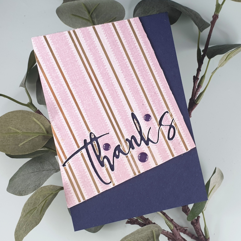 Handmade Thank You Card created using Dies with Patterned Papers