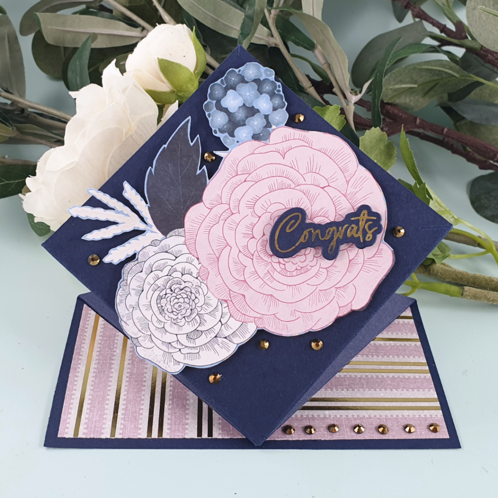 Diamond Pop-Up Fancy Fold Card created using patterned papers