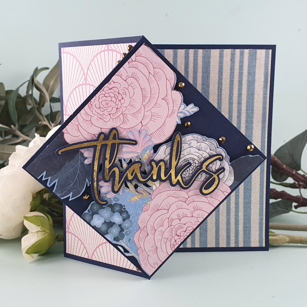 Diamond Flip Fancy Fold Card created using patterned papers