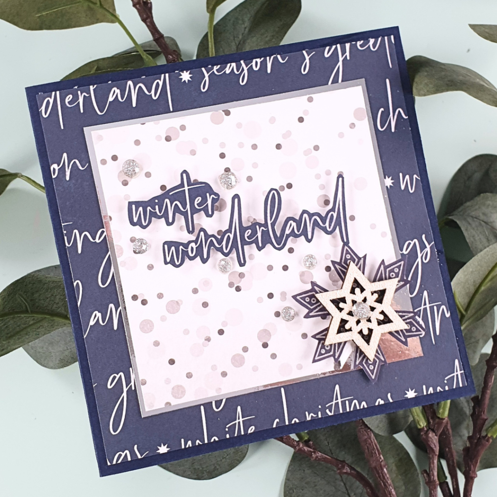 Christmas Card created using Winter Wonderland Patterned Paper from DRK Crafts