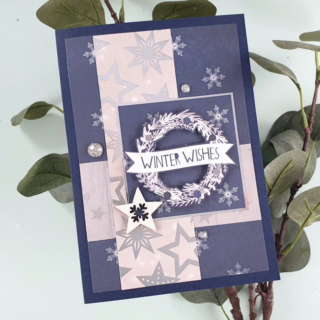 Christmas Card created using Winter Wonderland Patterned Paper from DRK Crafts