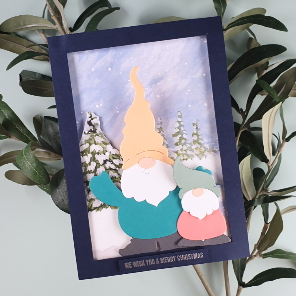 Christmas Diorama Card created with Gnome Hugs dies from Spellbinders