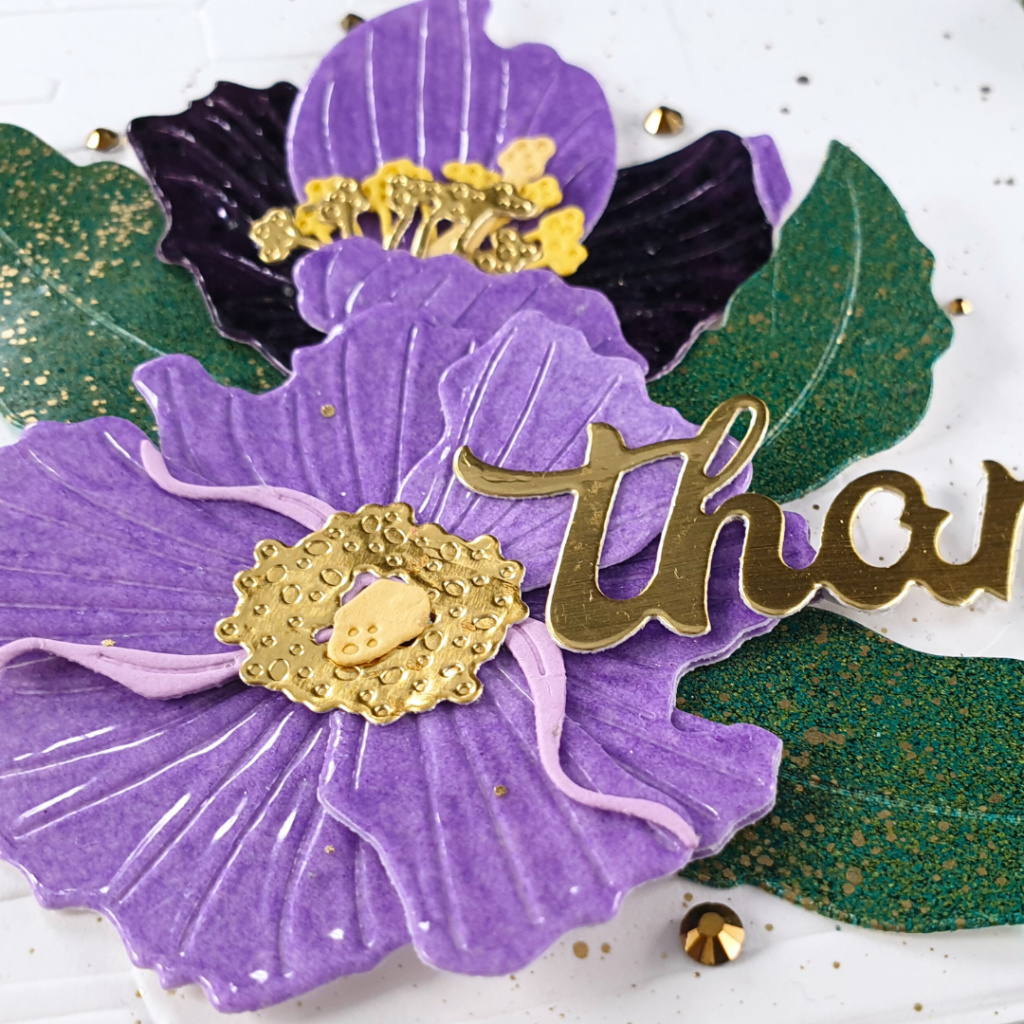 Floral Thank You Card created using the Summer Twilight Funky Fossil Embossing Powders from Wow
