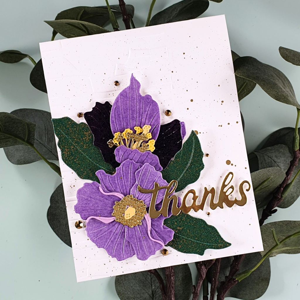 Floral Thank You Card created using the Summer Twilight Funky Fossil Embossing Powders from Wow