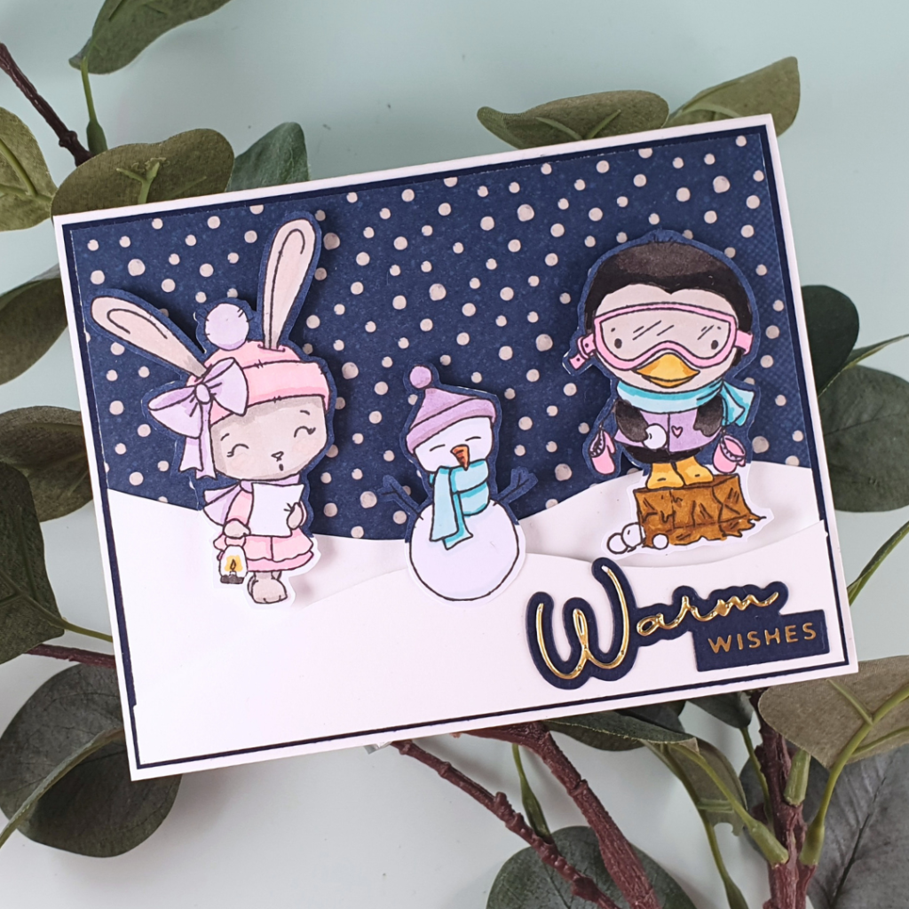 Christmas Card Created with the Snowball Kisses Stamp Set from Polkadoodles