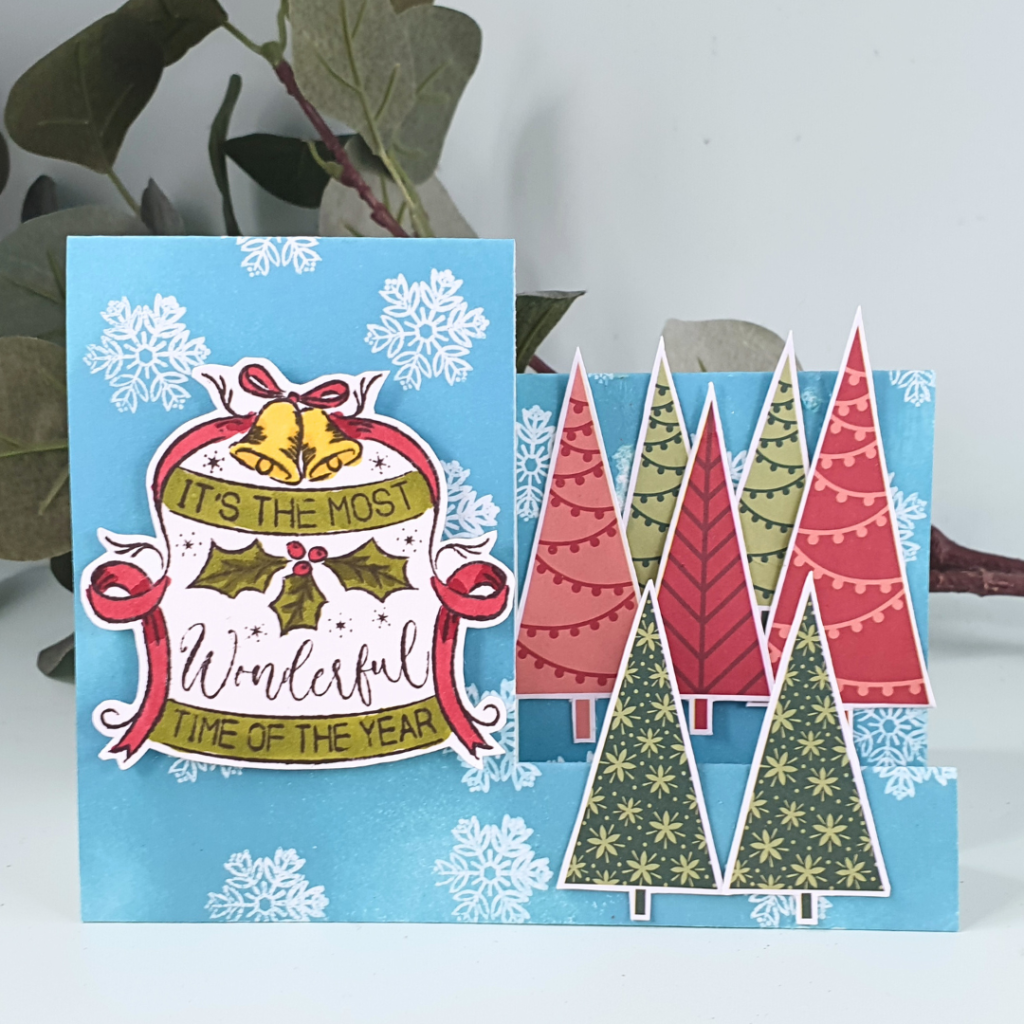 Handmade Christmas Card created using heat embossing and the new Stamps by Chloe Magazine Box Kit