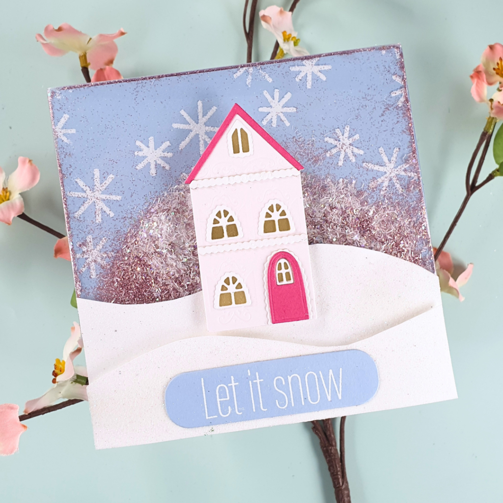 Christmas Shaker Card with snow effects created by layering Wow embossing powders