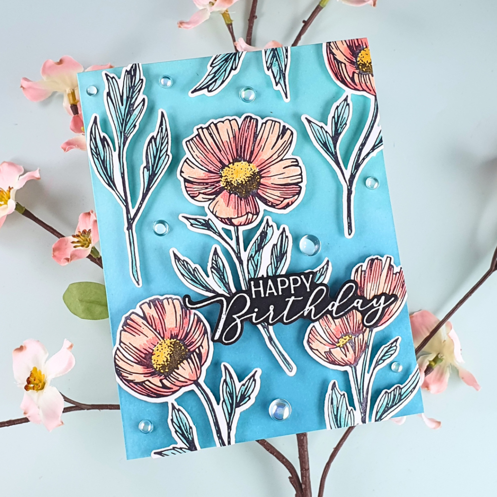 Floral Betterpress Card created with the Floral Stems Betterpress plates and dies from Spellbinders
