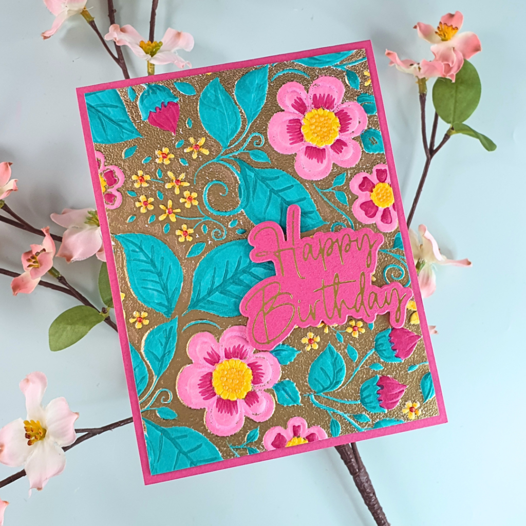 Level Up Your Embossing with this handmade card created with the Spellbinders 3D Embossing Folder of the Month