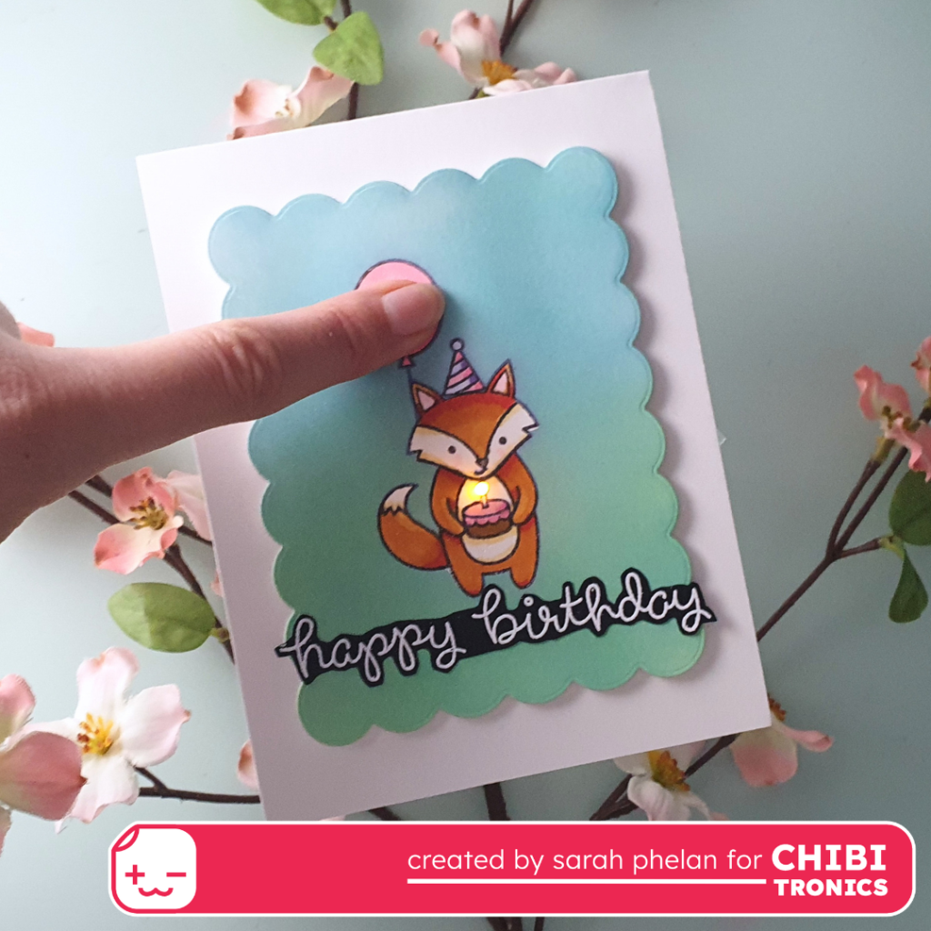 Light Up Birthday Card created with Lawn Fawn Stamps and Chibitronics Lights