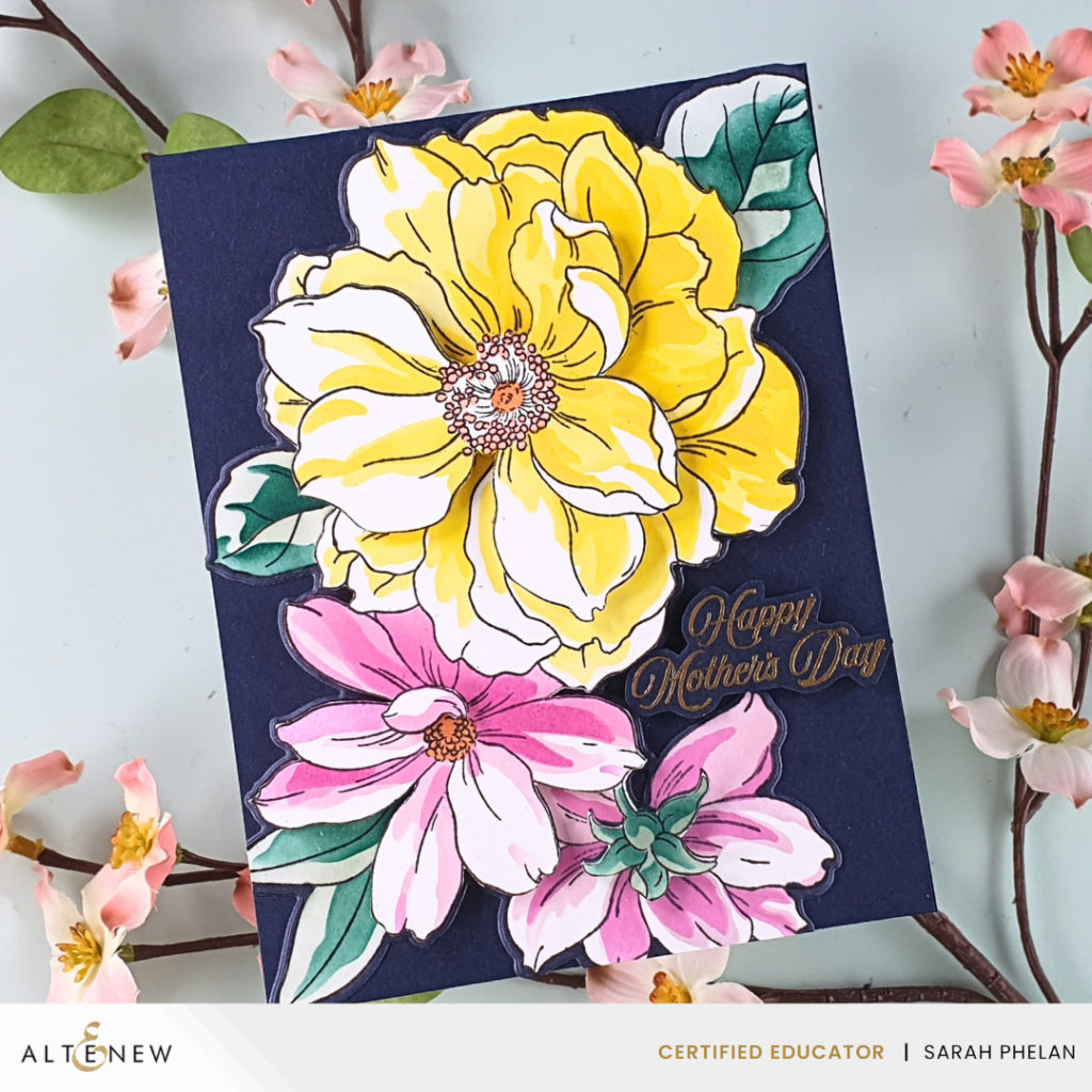 Layer up your stamped images to create 3D Flowers for your Cards using the Blooming Delight Set from Altenew