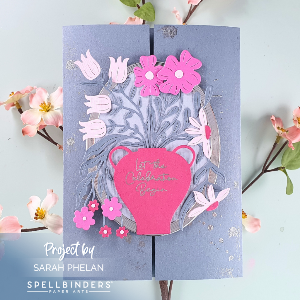 Slide & Lock Card created using the Fresh Picked Vase Bouquet Dies from Spellbinders