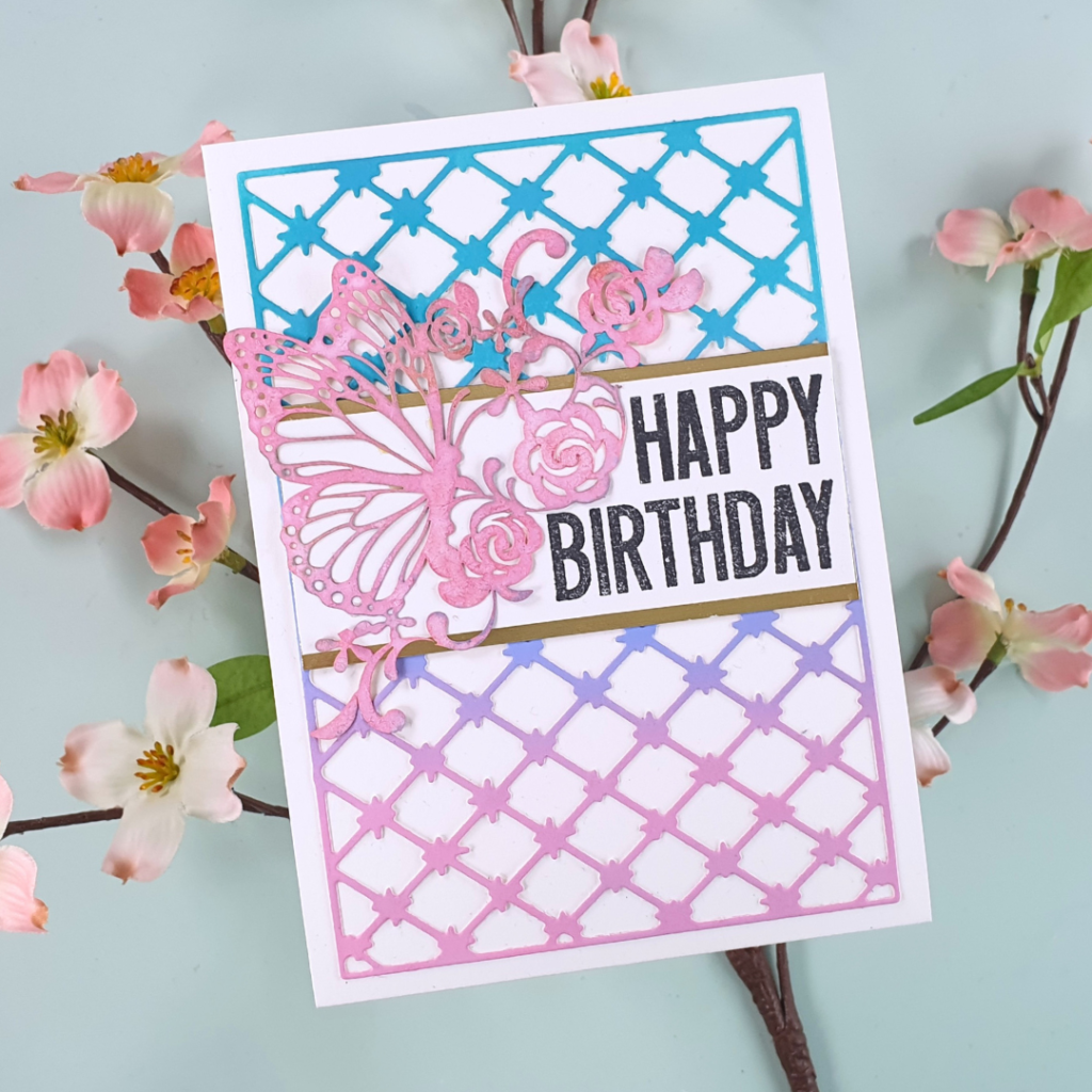 Use your waste with these 2-for-1 die-cut cards created with products from In Love Arts