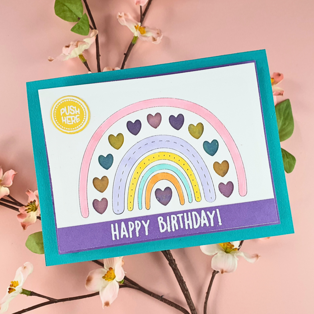 Light Up Rainbow Card created by Sarah Phelan from Sarah's Stampin' Retreat showing how to add colour with white lights using Chibitronics LED Stickers