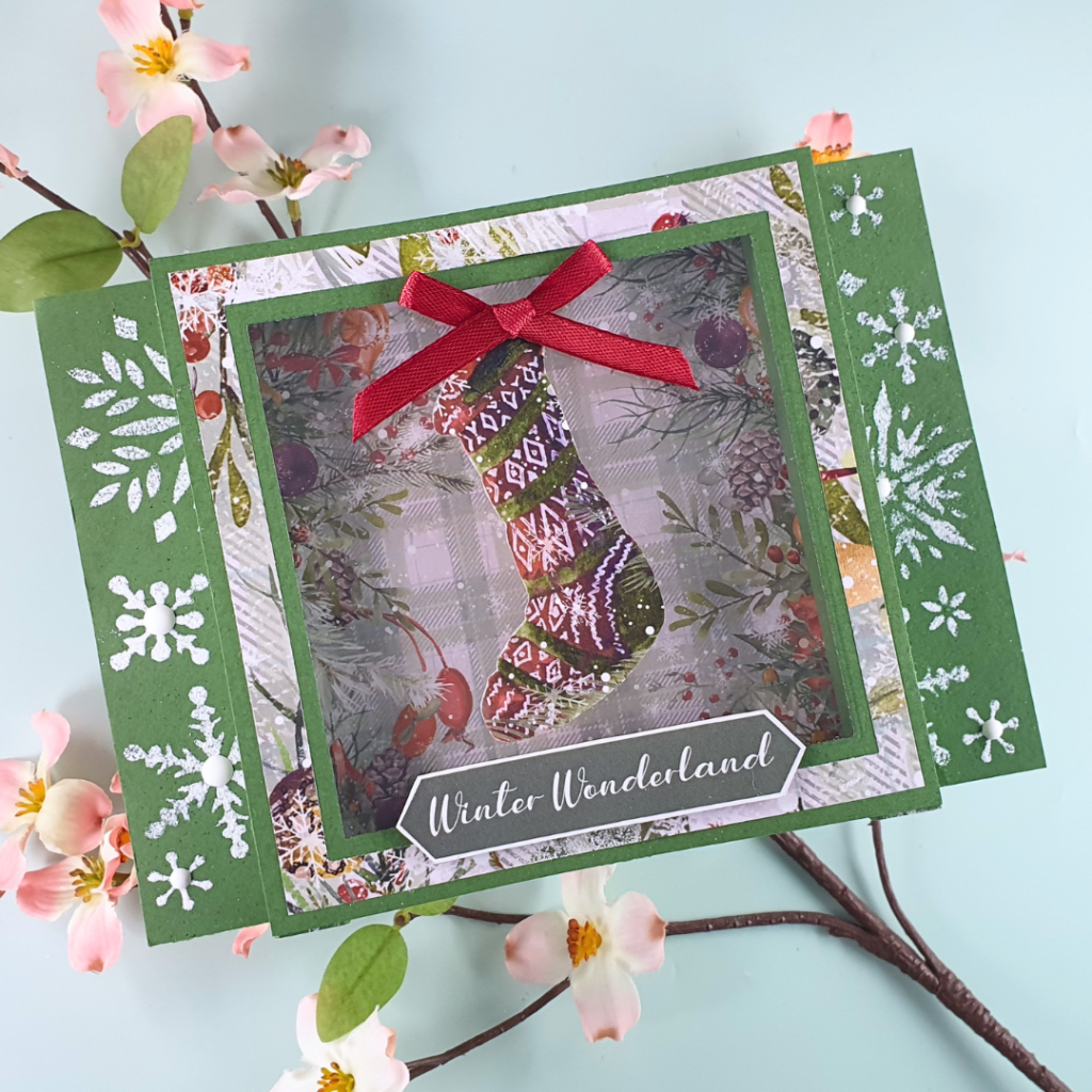 Handmade Christmas Card showing Creative Ways to Use Your Embossing Powders with the latest Crafter's Companion Magazine Box Kit