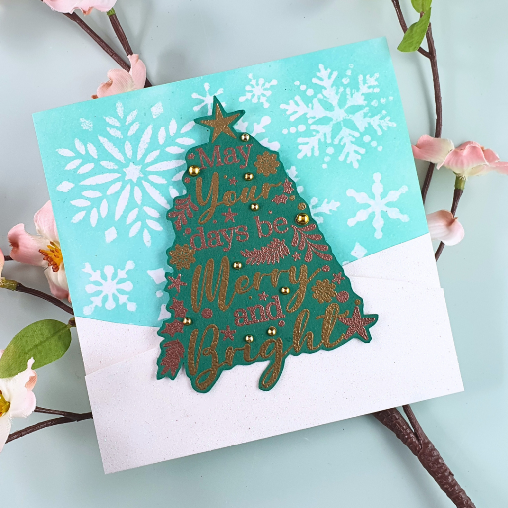 Handmade Christmas Card showing Creative Ways to Use Your Embossing Powders with the latest Crafter's Companion Magazine Box Kit