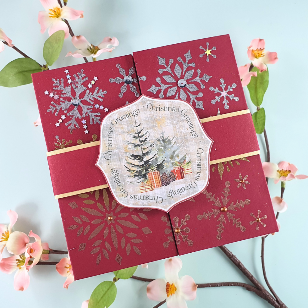 Handmade Christmas Card showing Creative Ways to Use Your Embossing Powders with the latest Crafter's Companion Magazine Box Kit