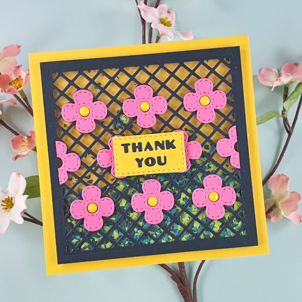 Floral Lattice Shaker Card created using the Floral Lattice dies from A Pocketful of Happiness