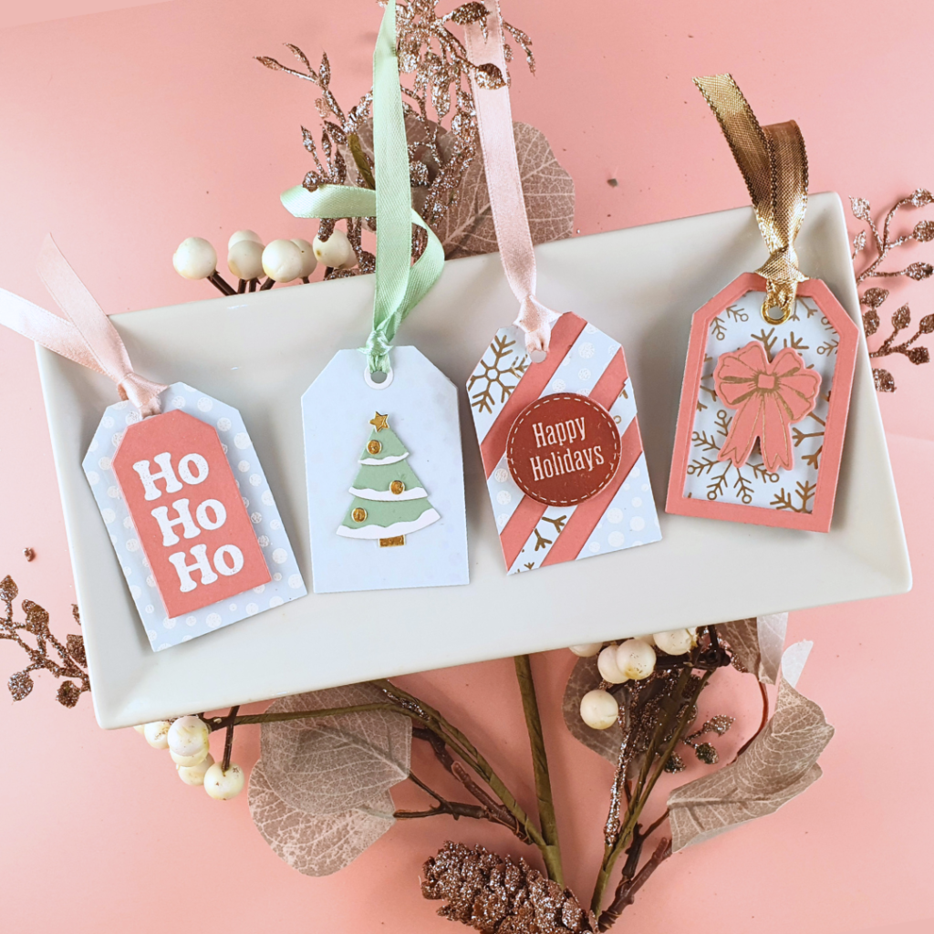 Christmas Tags created using craft products from Spellbinders