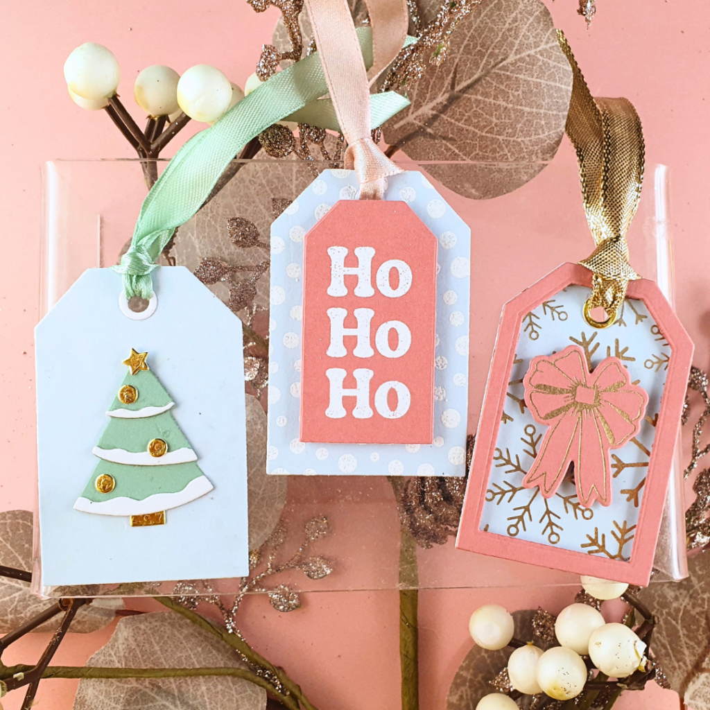 Christmas Tags created using craft products from Spellbinders