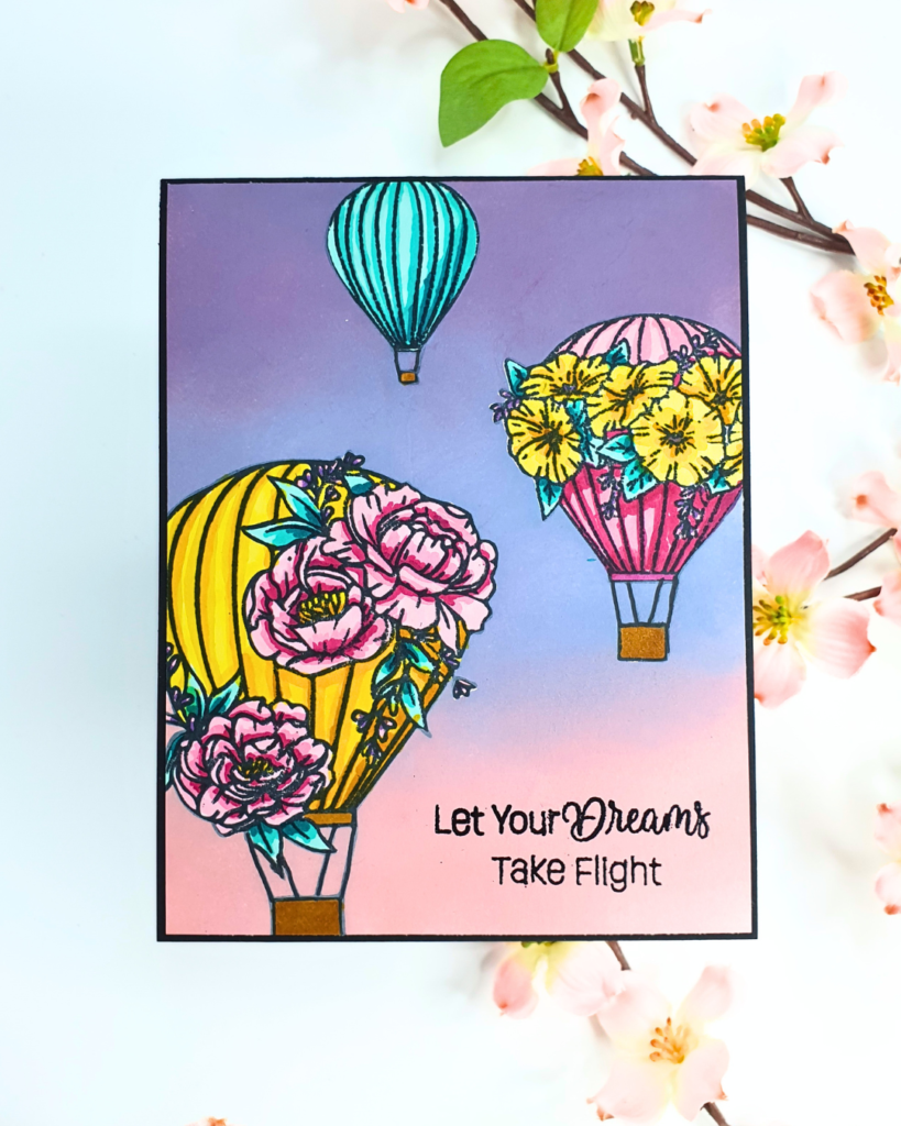 Hot Air Balloon made using creative stamping ideas with the You're On The Way Up Stamp Set from Picket Fence Studios