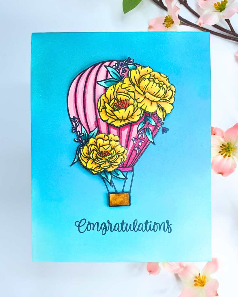 Hot Air Balloon made using creative stamping ideas with the You're On The Way Up Stamp Set from Picket Fence Studios