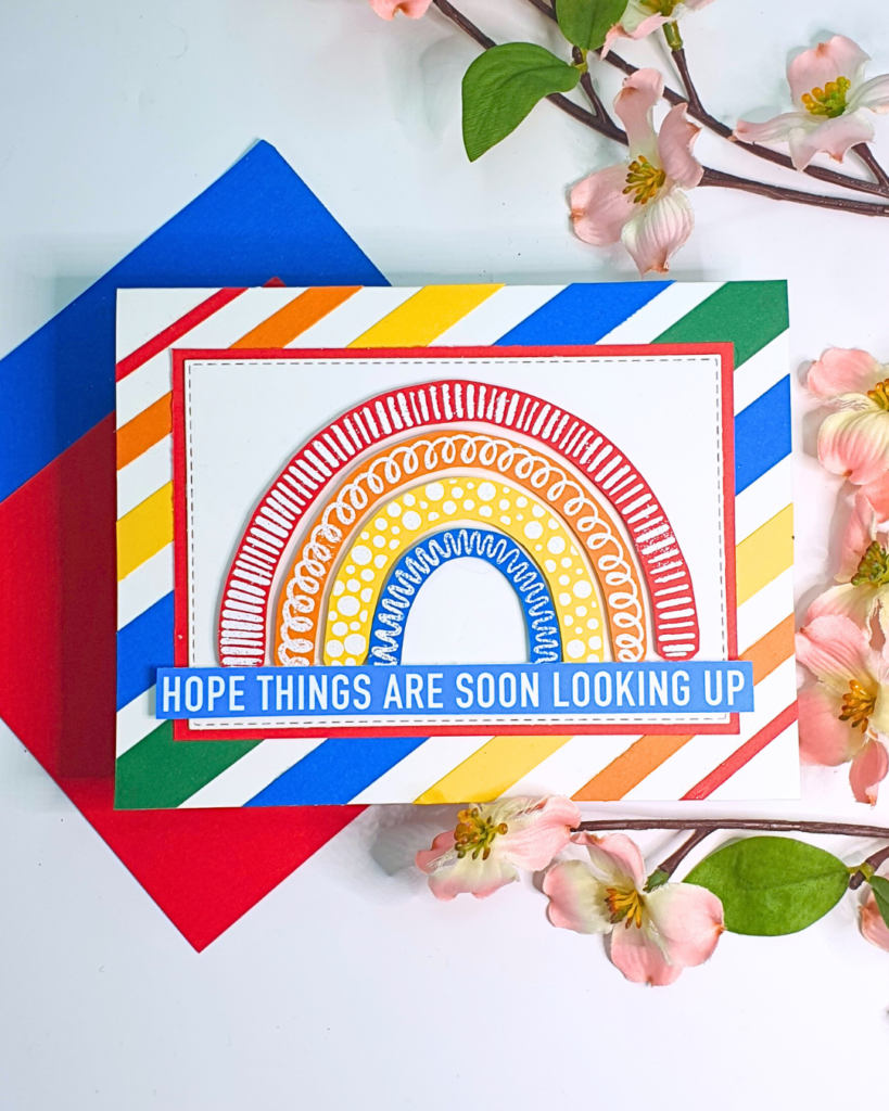 Handmade Card showing how to Stretch Your Stamps With Easy Rainbow Cards using the stamp set from Creative Stamping Magazine 147