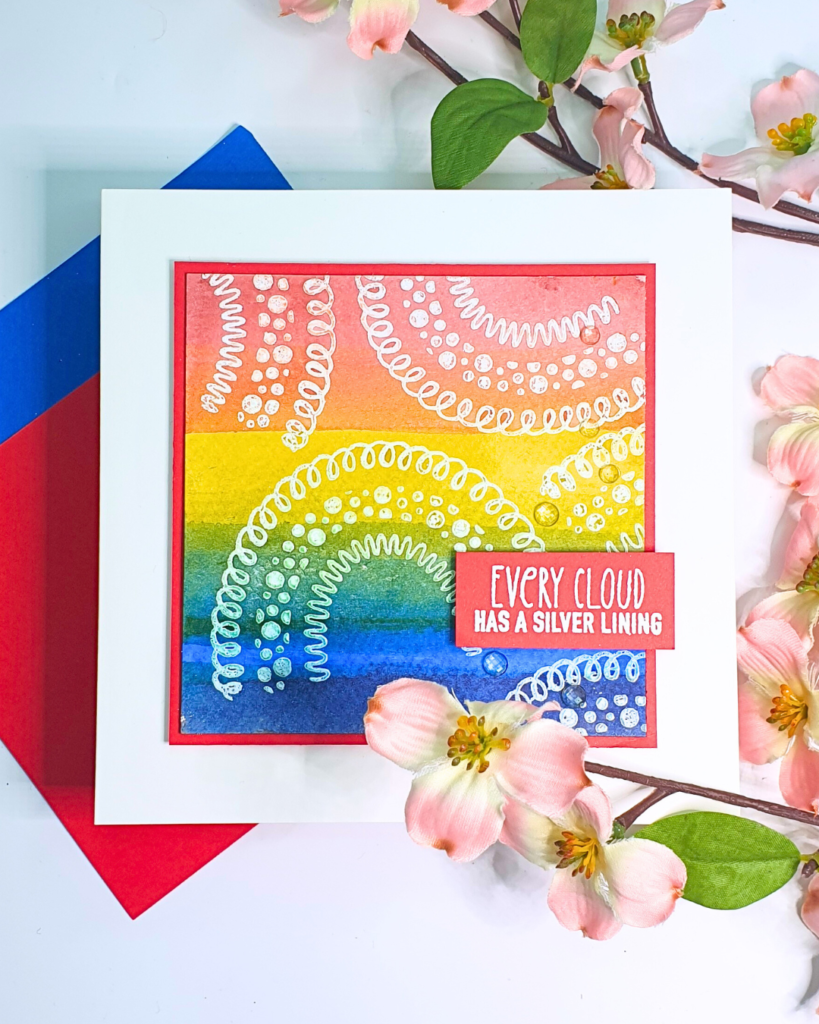 Handmade Card showing how to Stretch Your Stamps With Easy Rainbow Cards using the stamp set from Creative Stamping Magazine 147