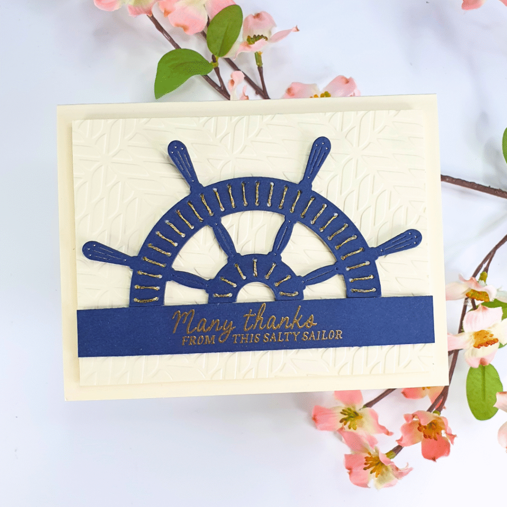 Handmade Stitched Card created by Sarah Phelan from Sarah's Stampin' Retreat using the Spellbinders June Clubs