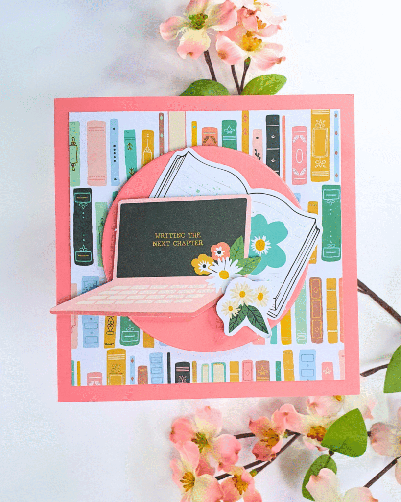 Handmade Card created by pairing patterned paper and ephemera using the Hello It's Me collection from Rosie's Studio