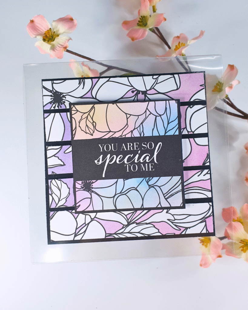 Handmade Floral Card created using the Alex Syberia Designs Stamps with Simply Cards and Papercraft Magazine