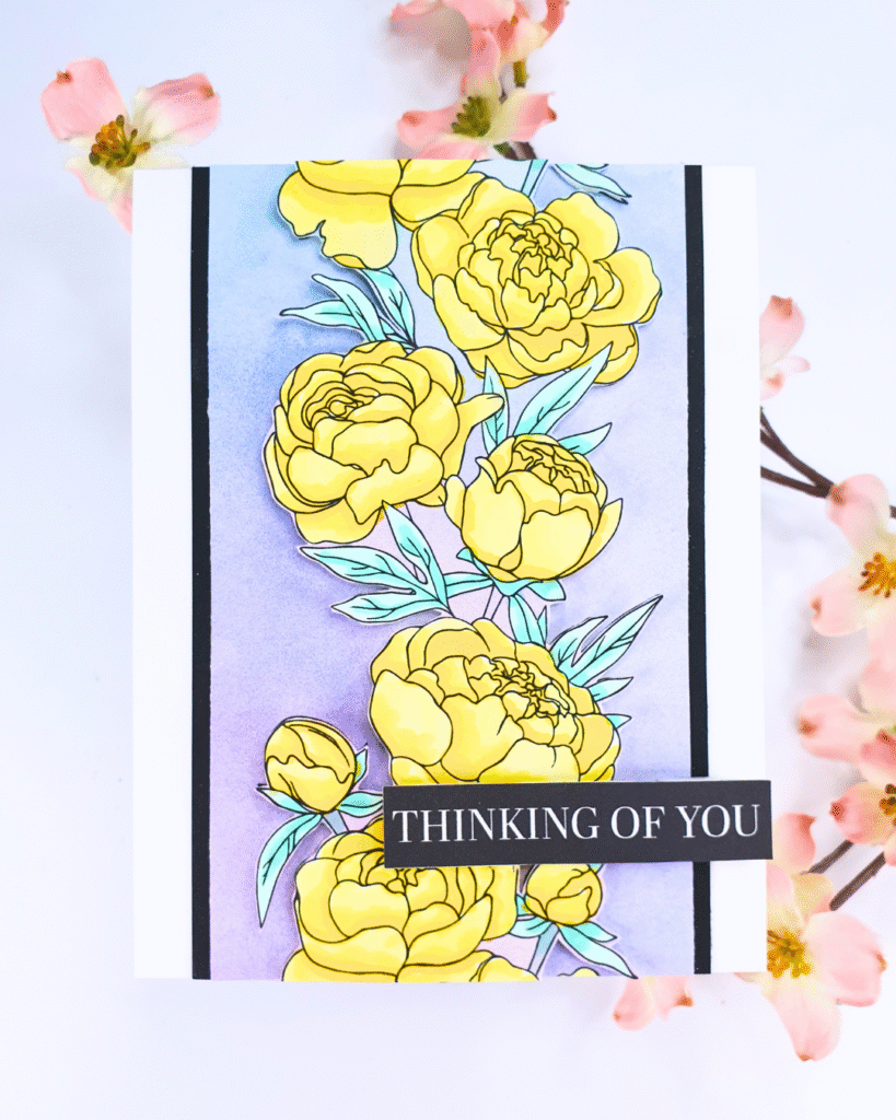 Handmade Floral Card created using the Alex Syberia Designs Stamps with Simply Cards and Papercraft Magazine