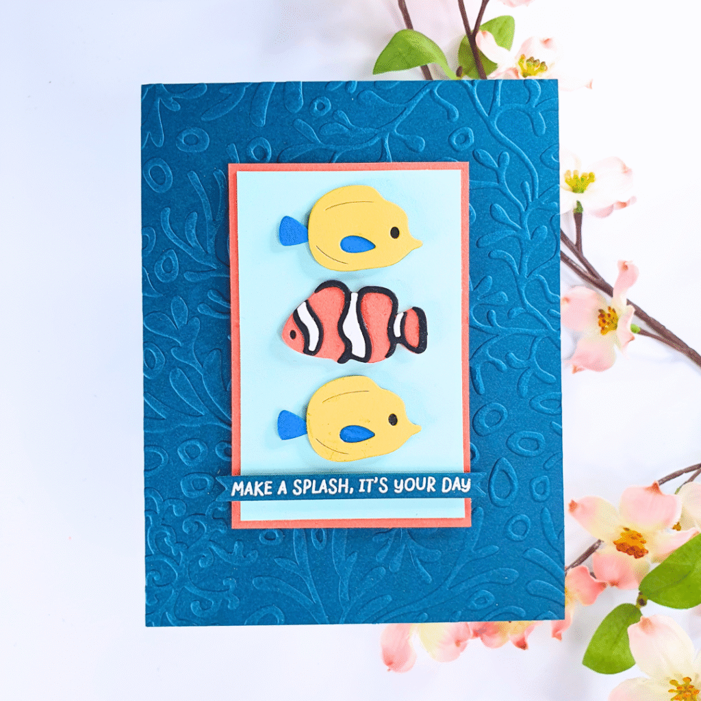 Cute Handmade Under the Sea themed card created using this month's Spellbinders Clubs